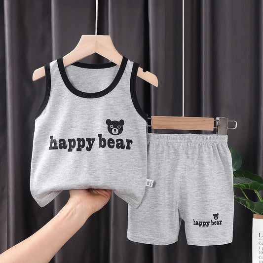 Grey Happy Bear Baby Set