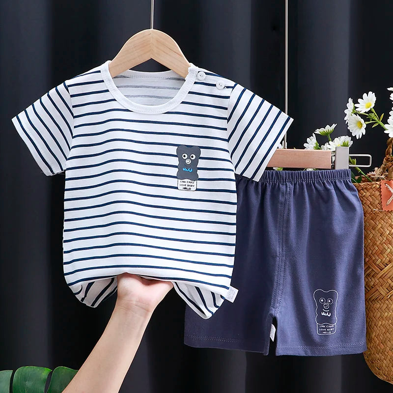 Navy Striped Baby Outfit