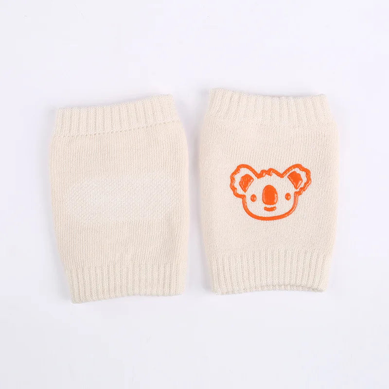 Off White Koala Soft Baby Knee Pads For Crawling