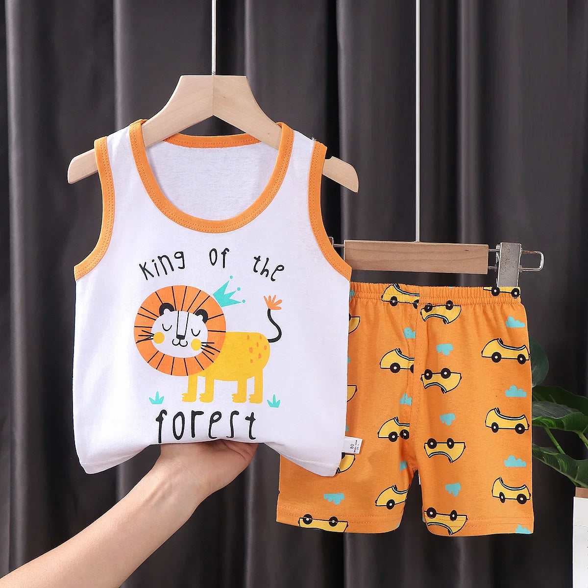 Orange Lion Print Baby Summer Set