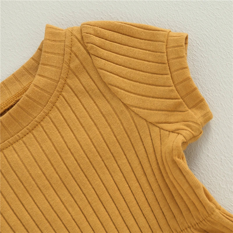 Adorable Baby Girls Cotton Romper with Bow Headband Set