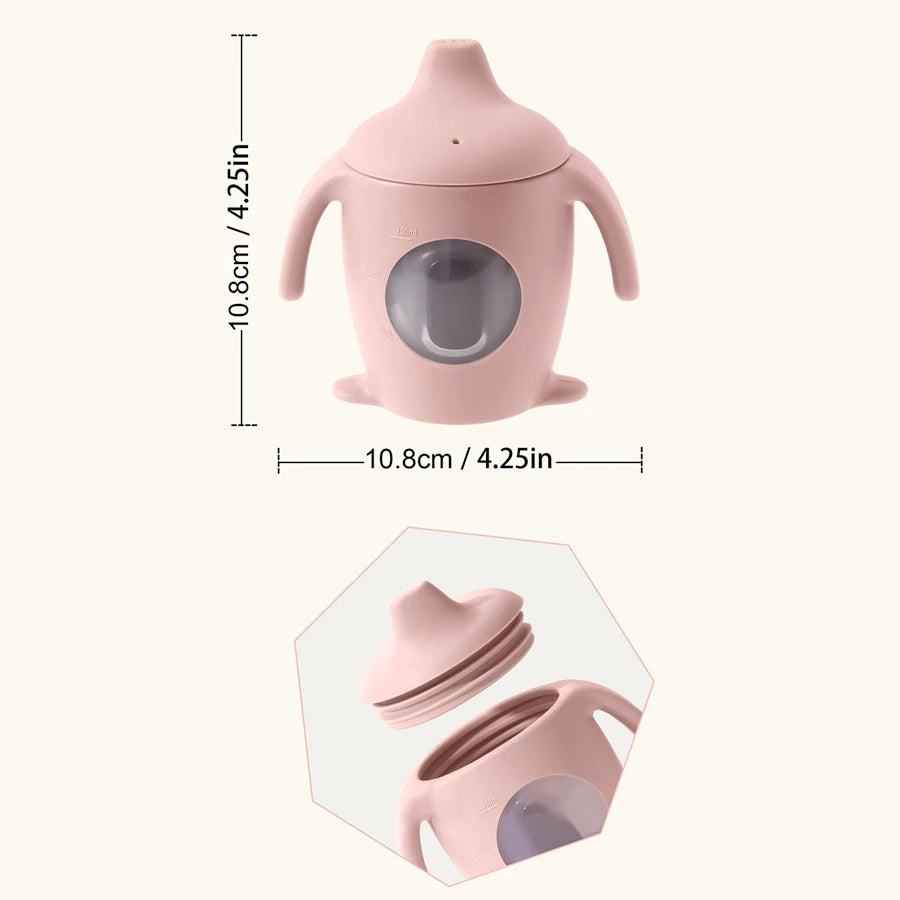 Color Kdis Baby Cup Toddler Dining Cup Baby Silicone Transparent Water Bottle With Handle  Milk Cups For Toddlers Baby Stuff