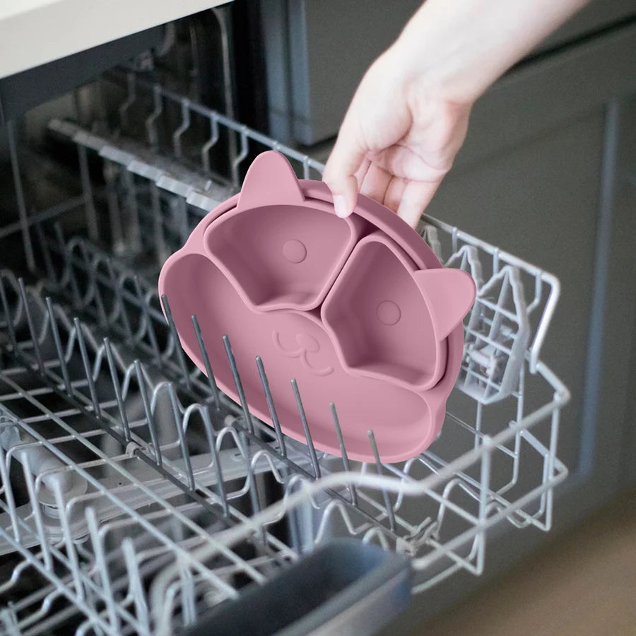 Silicone Baby Plate with Suction + 2 Small Bowls - Non-Slip -Tableware Kids Smile Face Bowl