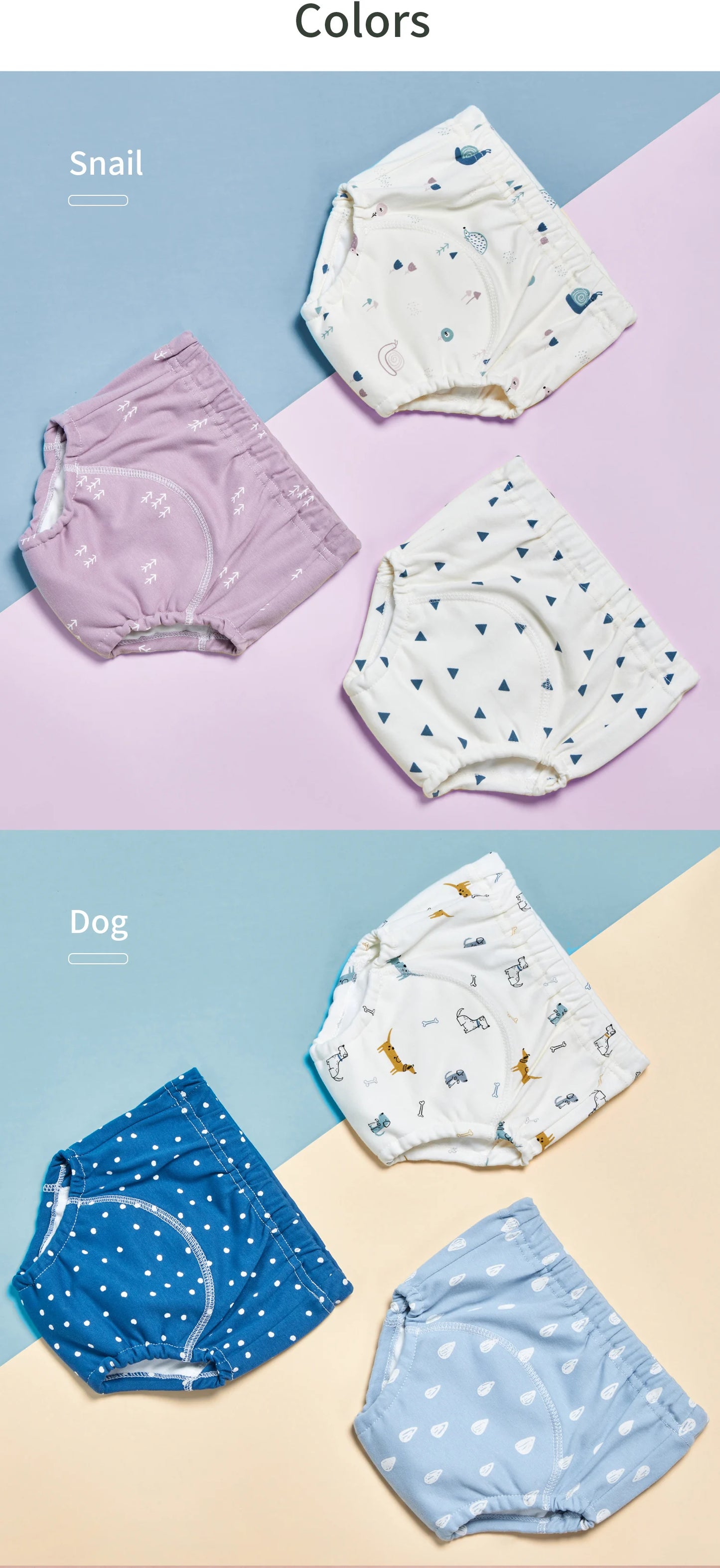 3pcs Infants Nappy Panties 6 Layer Waterproof Cloth Diapers Reusable Toolder Nappies Diaper Baby Underwear