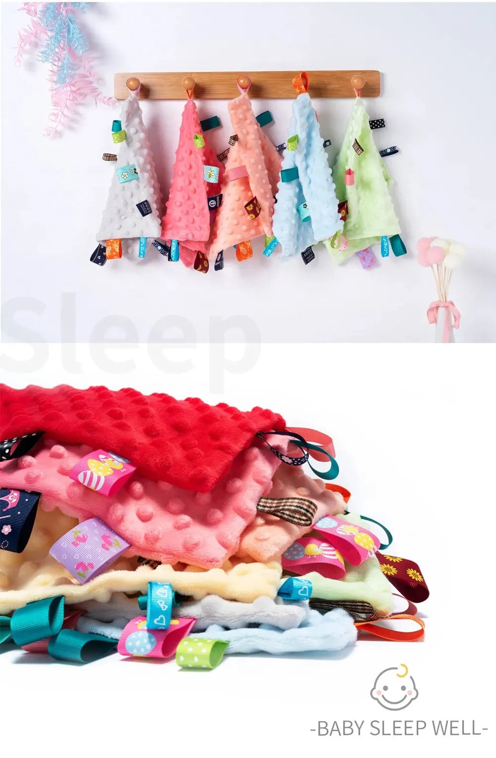 Baby Security Blanket with Colorful Tags - (Eat me) Towel