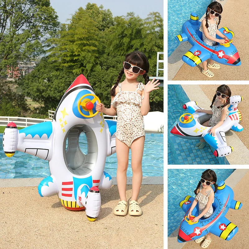 Rocket-Themed Swim Ring Inflatable Toy