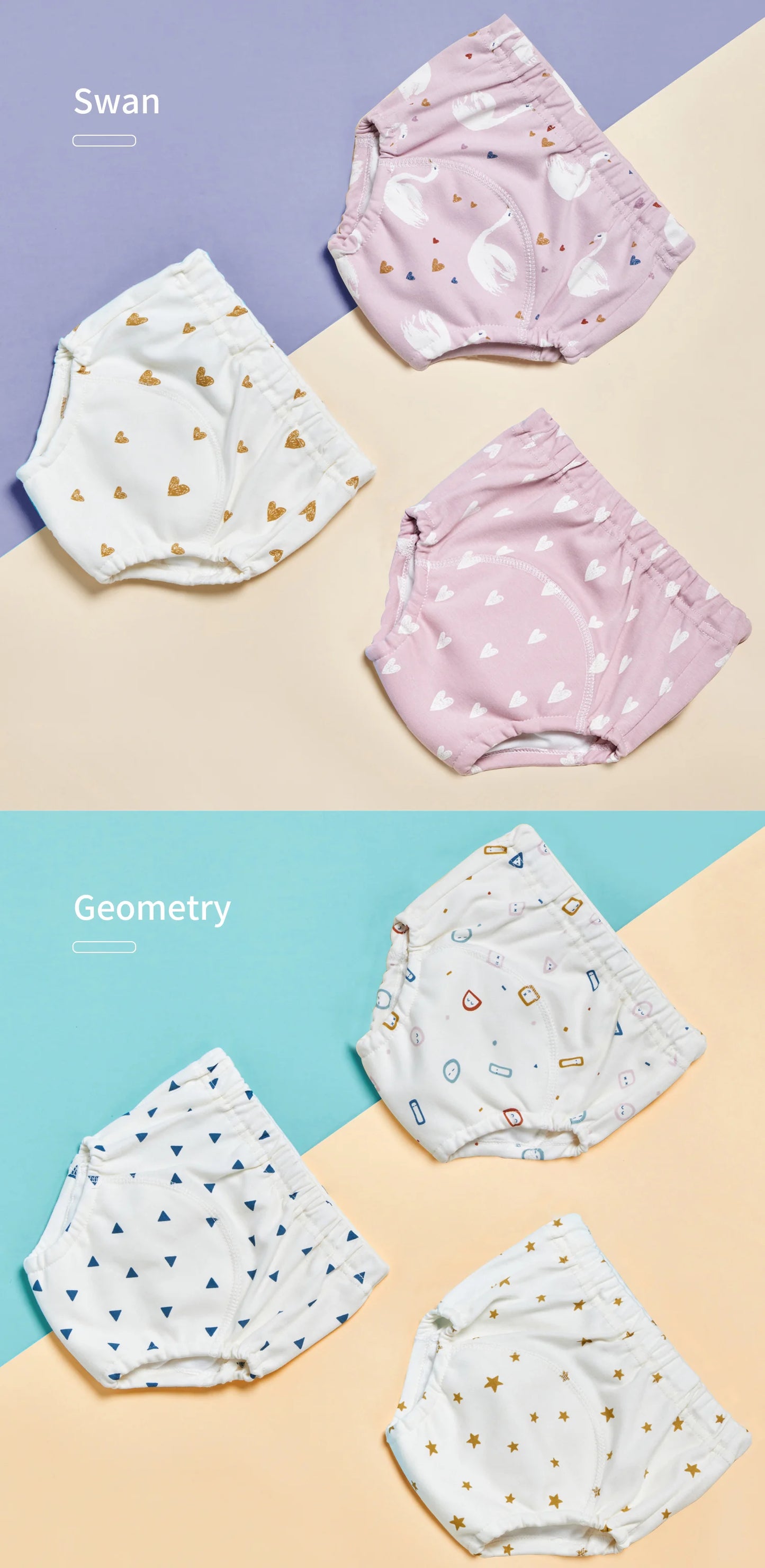 3pcs Infants Nappy Panties 6 Layer Waterproof Cloth Diapers Reusable Toolder Nappies Diaper Baby Underwear