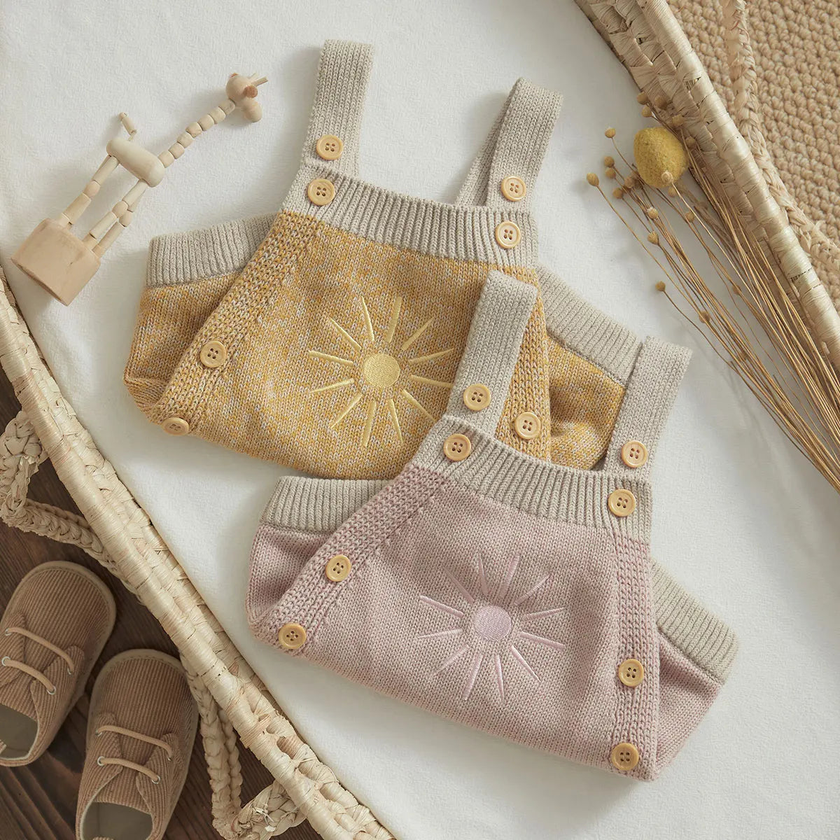 Adorable Pink Knitted Romper for Babies – Soft & Stylish