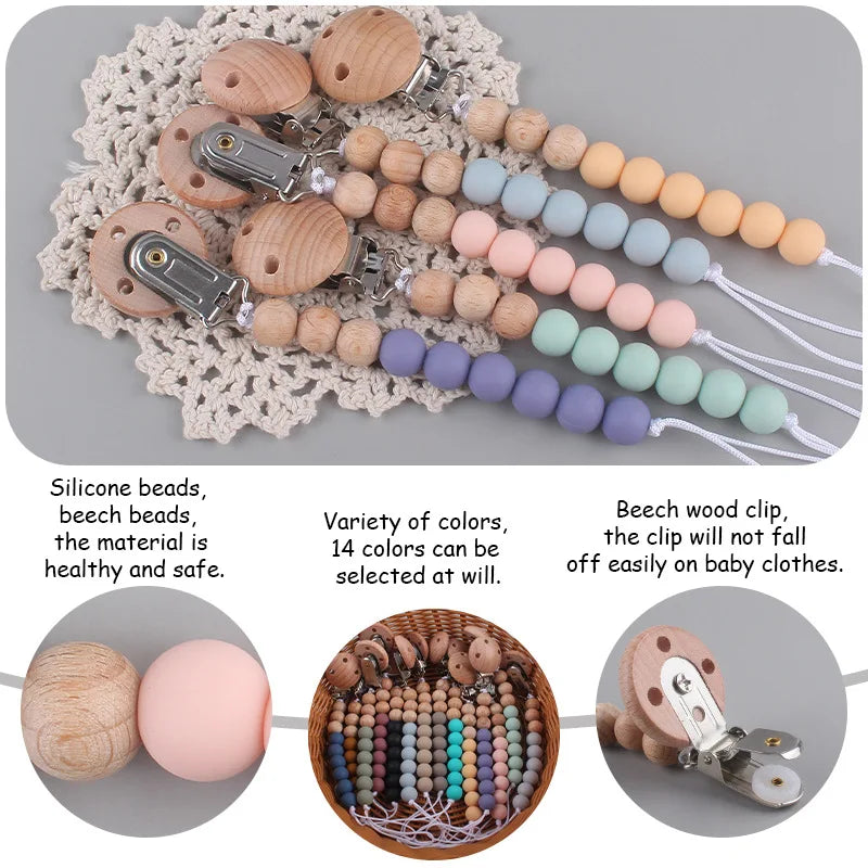 Colorful Baby Silicone Pacifier Chain – Safe & Chewable Clip