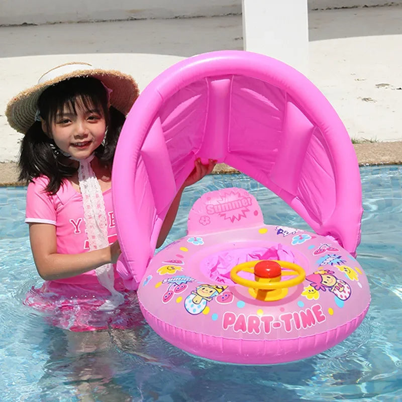 Swim Ring With Sunshade for Babies