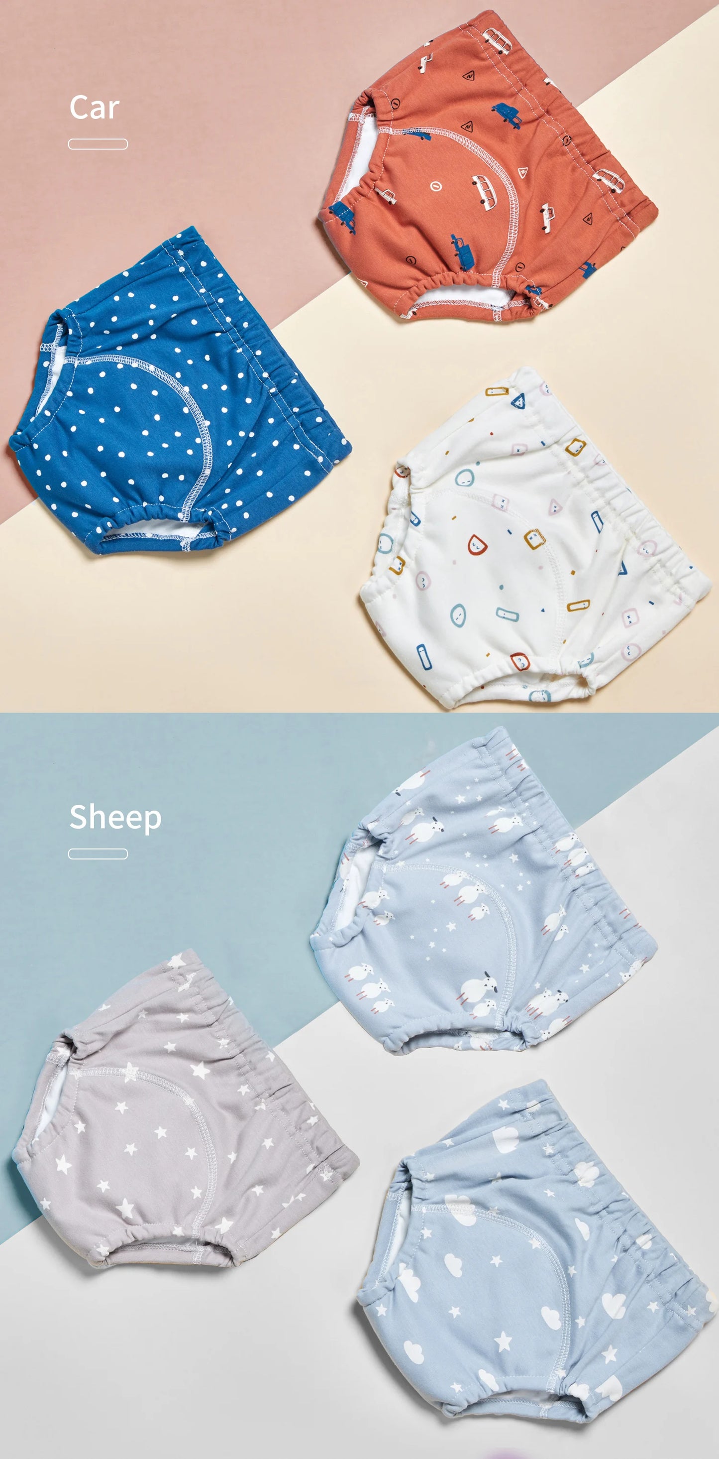 3pcs Infants Nappy Panties 6 Layer Waterproof Cloth Diapers Reusable Toolder Nappies Diaper Baby Underwear