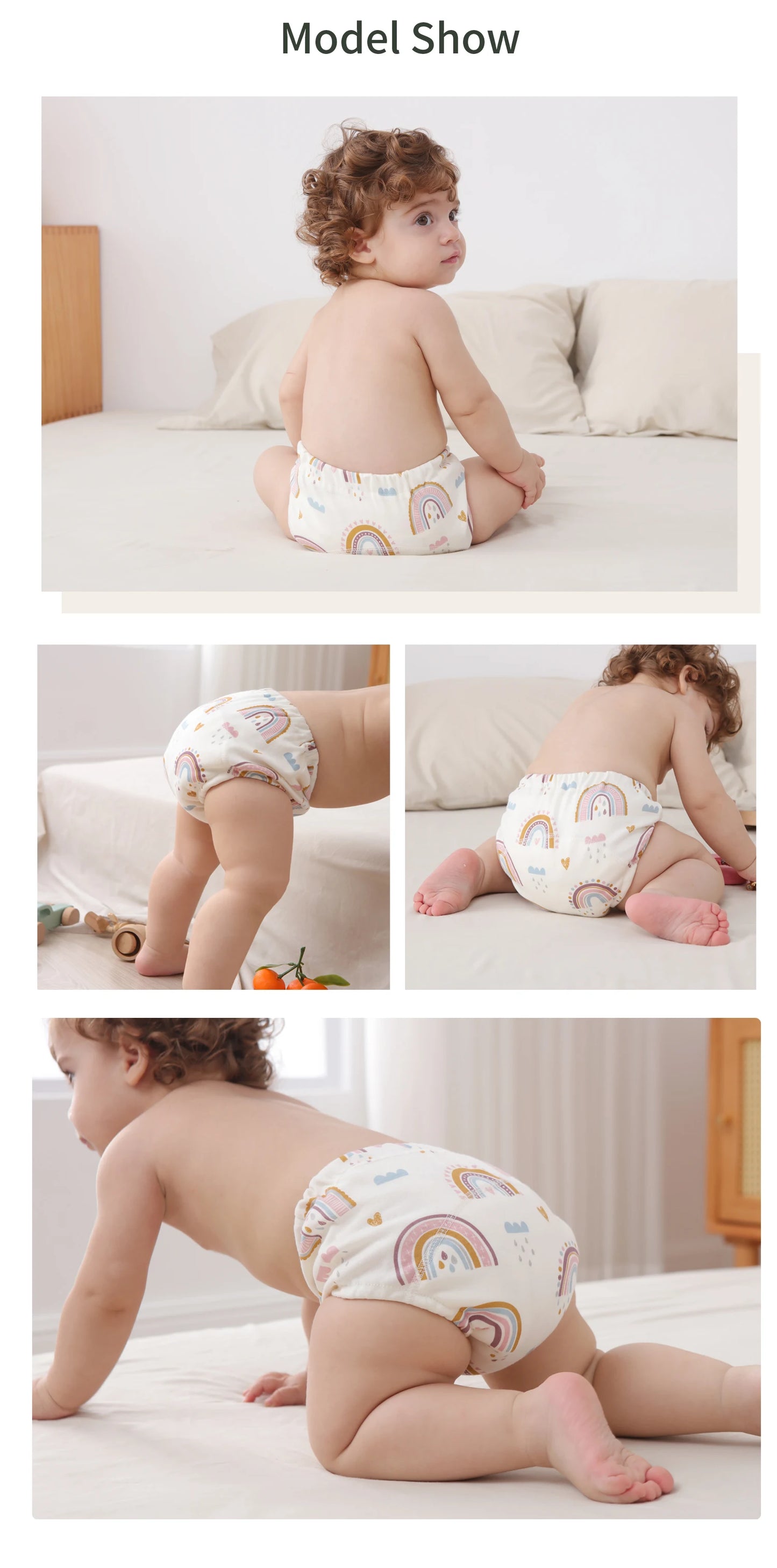 3pcs Infants Nappy Panties 6 Layer Waterproof Cloth Diapers Reusable Toolder Nappies Diaper Baby Underwear