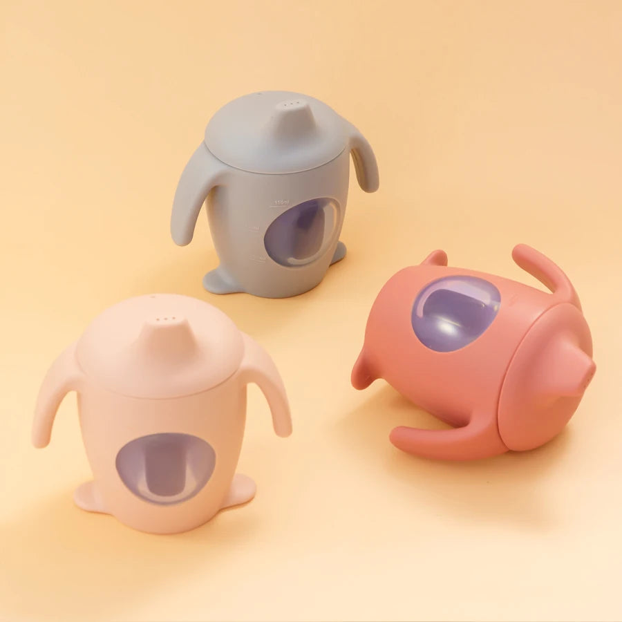 Color Kdis Baby Cup Toddler Dining Cup Baby Silicone Transparent Water Bottle With Handle  Milk Cups For Toddlers Baby Stuff