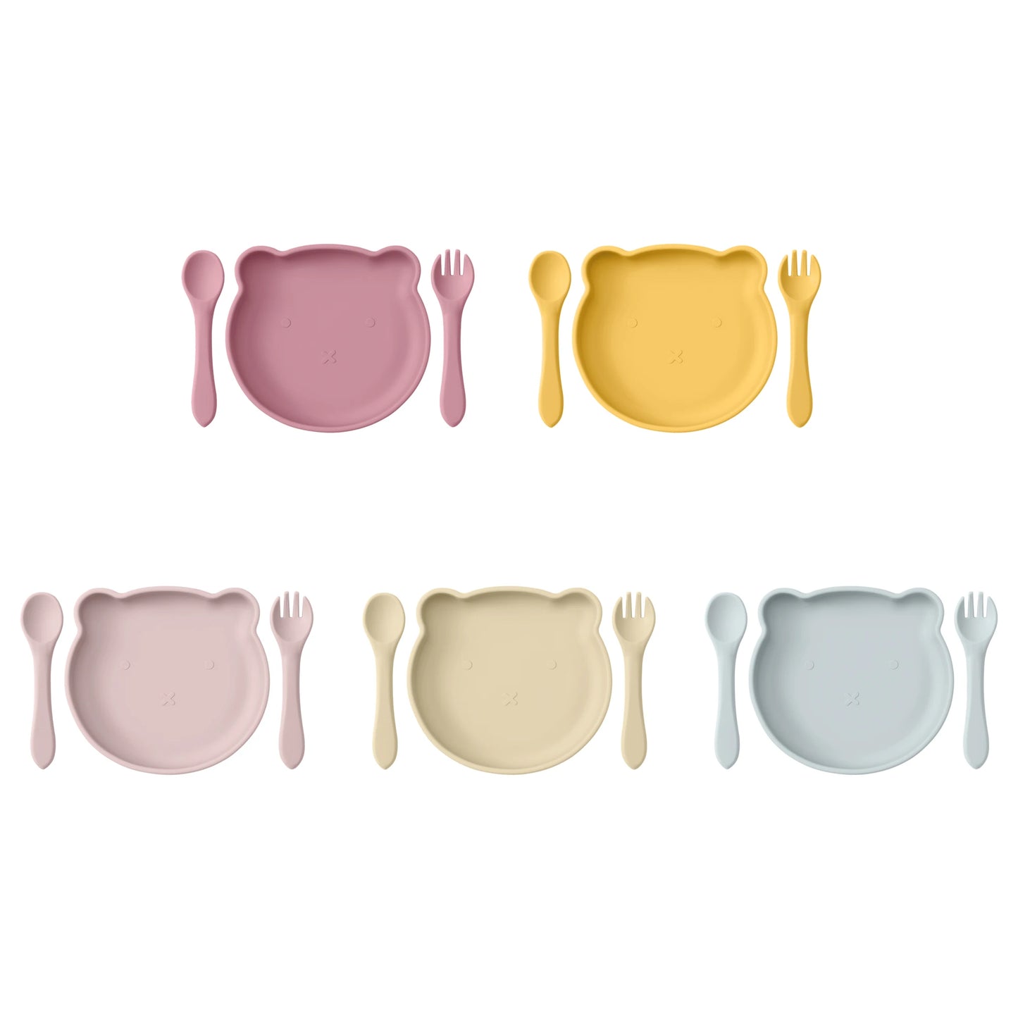 3Pcs Silicone Baby Feeding Set - First Feeding Set with Suction Bowl, Spoon & Fork - Baby Learning Dishes & Tableware