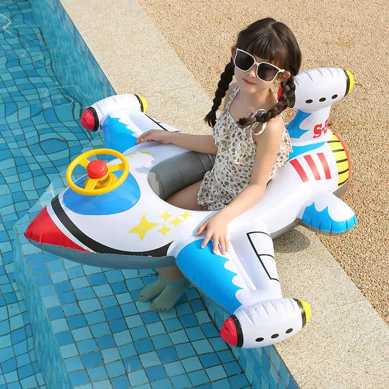 Rocket-Themed Swim Ring Inflatable Toy
