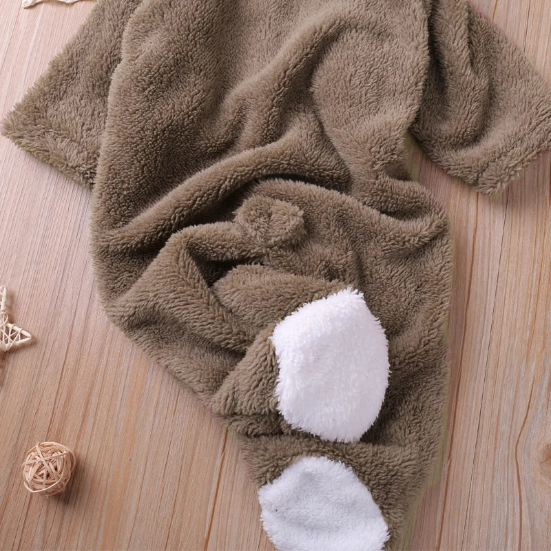 Cozy Baby Fleece Romper with Hood & Cute Ears