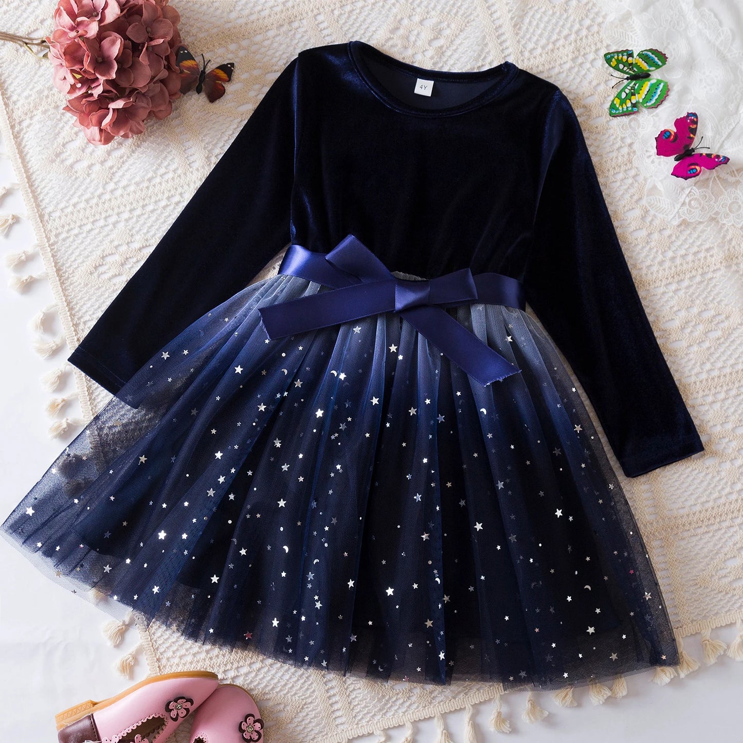 Elegant Baby Girl Red Knitted Dress with Tutu Skirt
