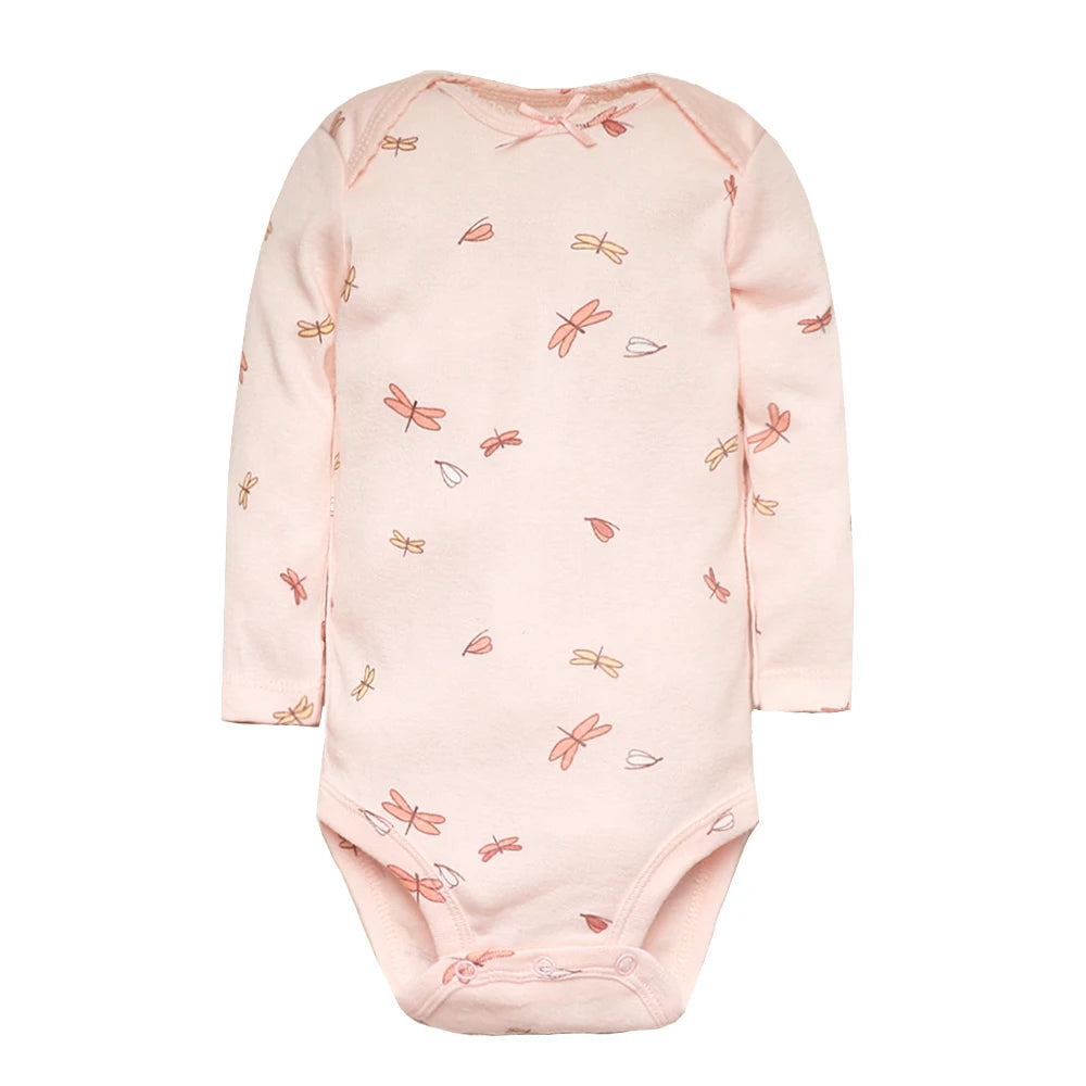Floral Butterfly 5-Pack Baby Girl Romper Set – long Sleeve Cotton Baby Clothes
