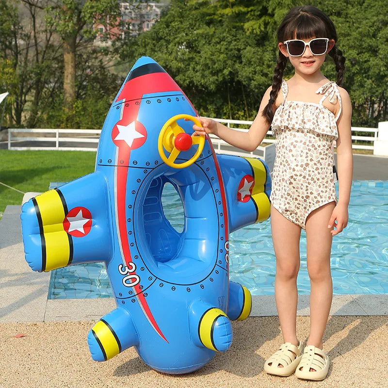 Rocket-Themed Swim Ring Inflatable Toy