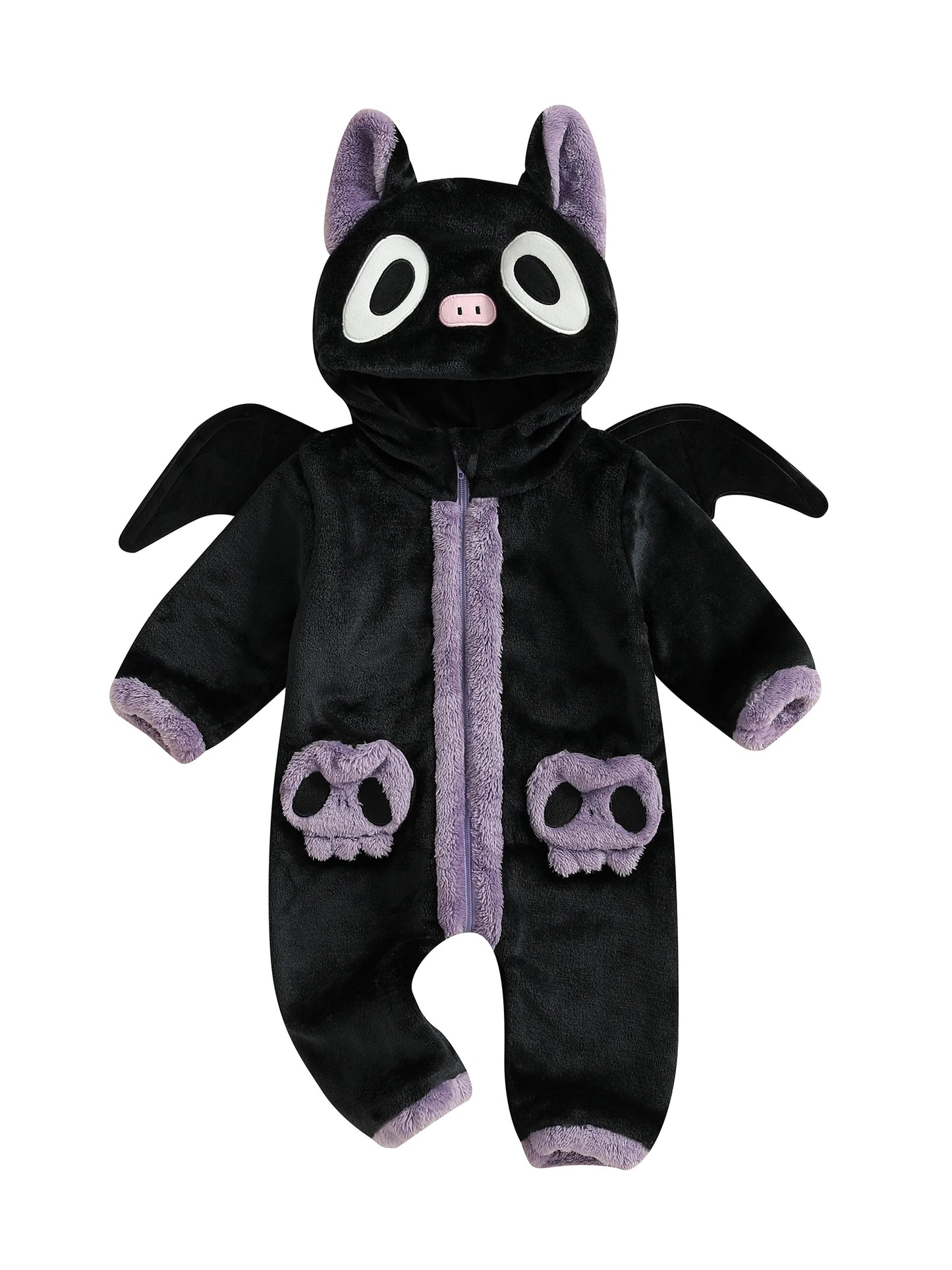 Black Cat Fleece Jumpsuit Costume – Toddler Baby Romper Halloween