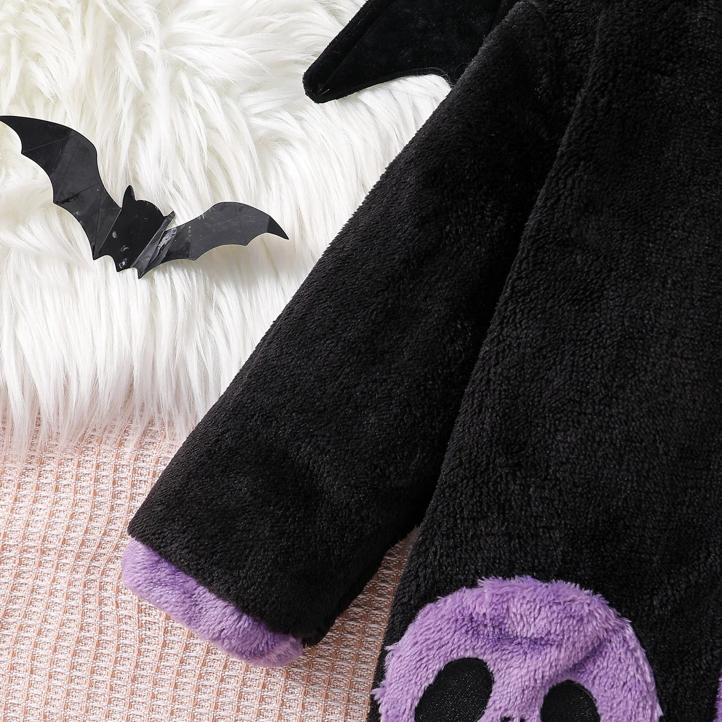 Black Cat Fleece Jumpsuit Costume – Toddler Baby Romper Halloween