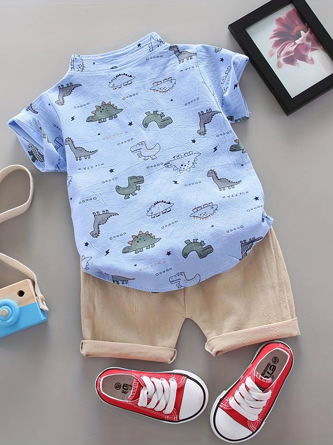 Trendy Baby Boy Dinosaur Outfit – 2 Piece Summer Set