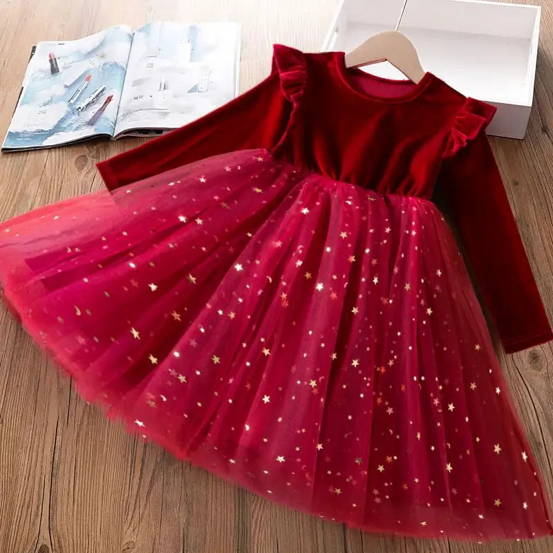 Elegant Baby Girl Red Knitted Dress with Tutu Skirt