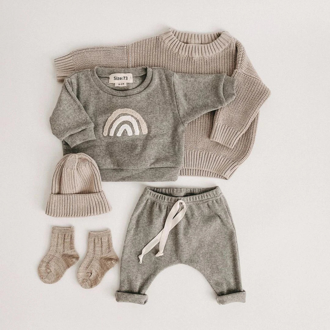 Baby Cotton Clothing Set – 2-Piece Sweatshirt & Pants Outfit