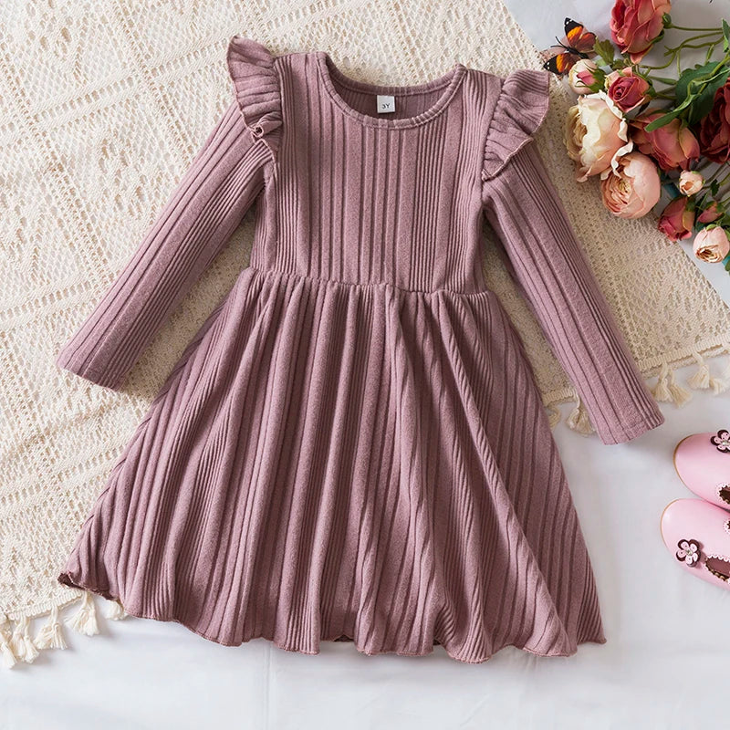 Elegant Baby Girl Red Knitted Dress with Tutu Skirt