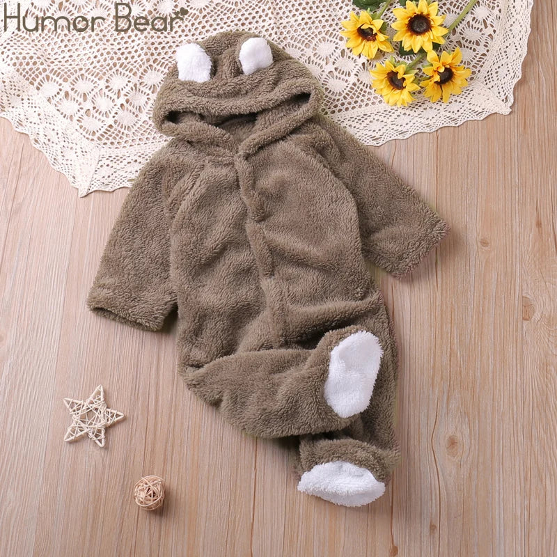 Baby Fleece Romper With Hood
