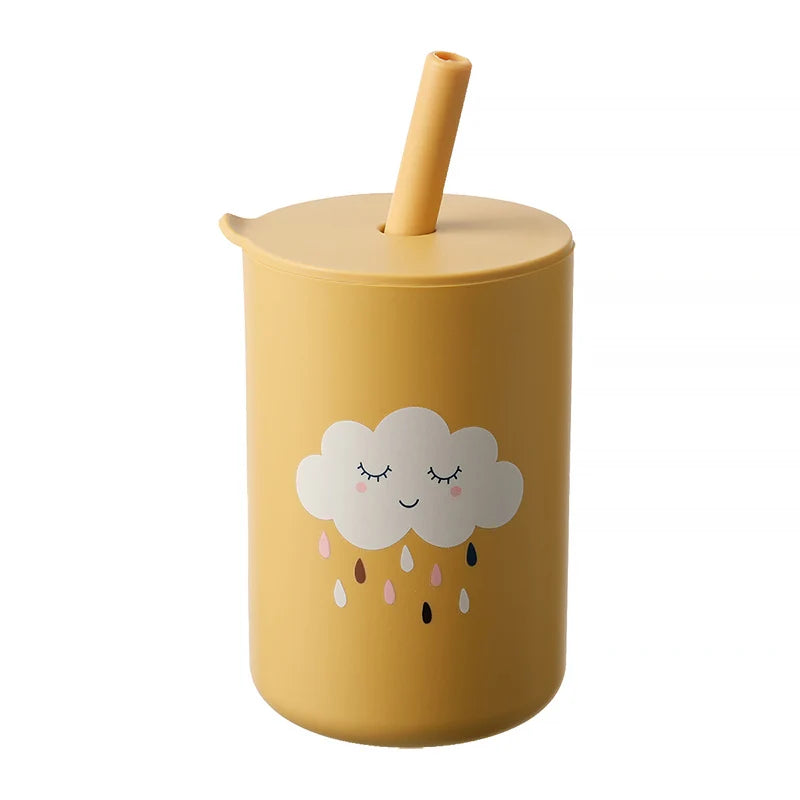 Cartoon Silicone Baby Straw Cup – Safe & Spill-Proof Sipper