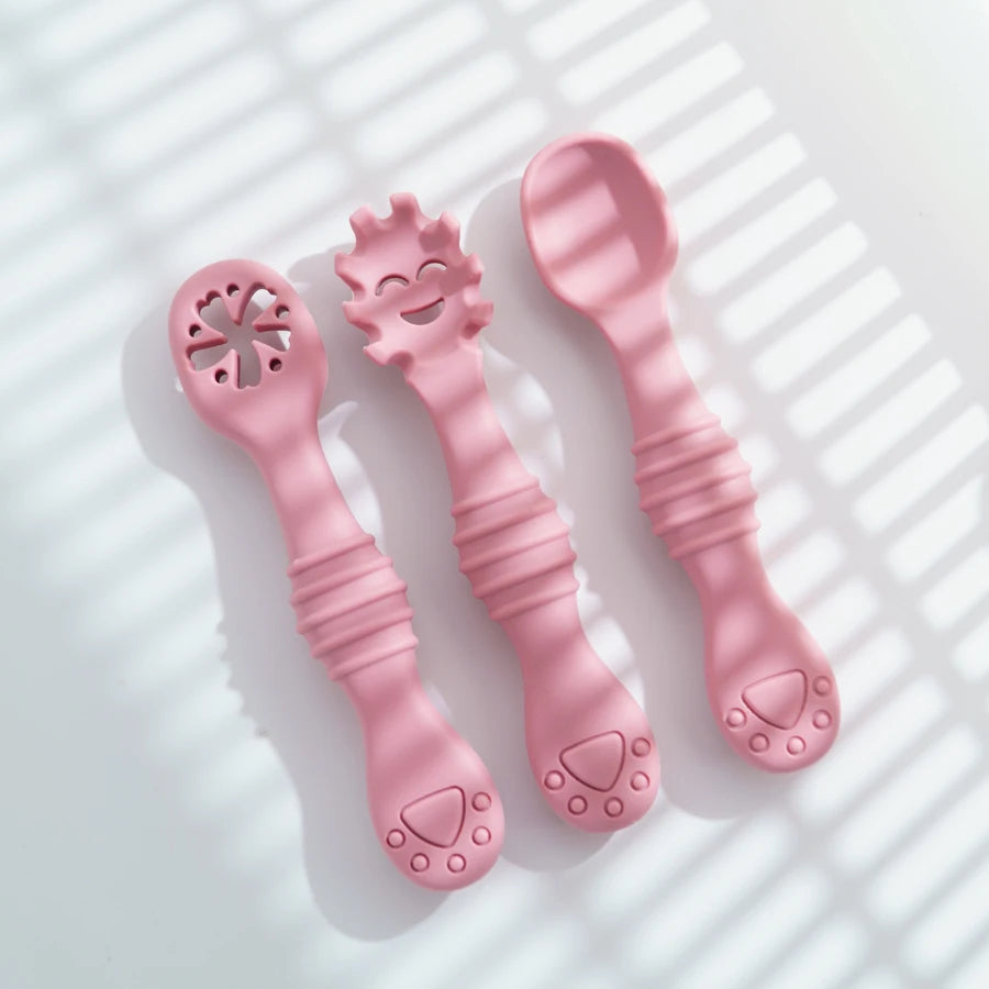 3PCs Baby Silicone Spoons