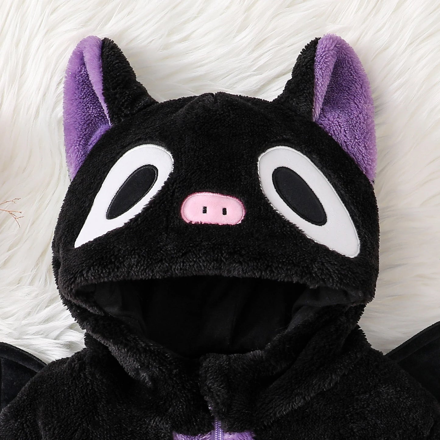 Black Cat Fleece Jumpsuit Costume – Toddler Baby Romper Halloween