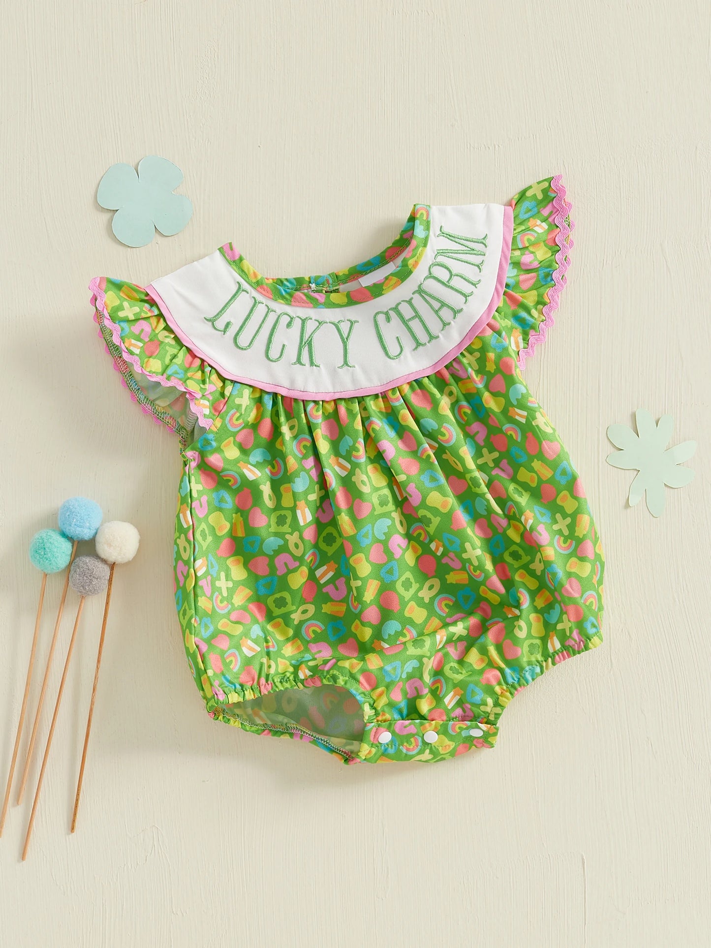 Sleeveless Floral Print Romper Round Neck Ruffle Trim Infant Bodysuit Summer Outfit for Baby Girls Daily Wear and Playtime