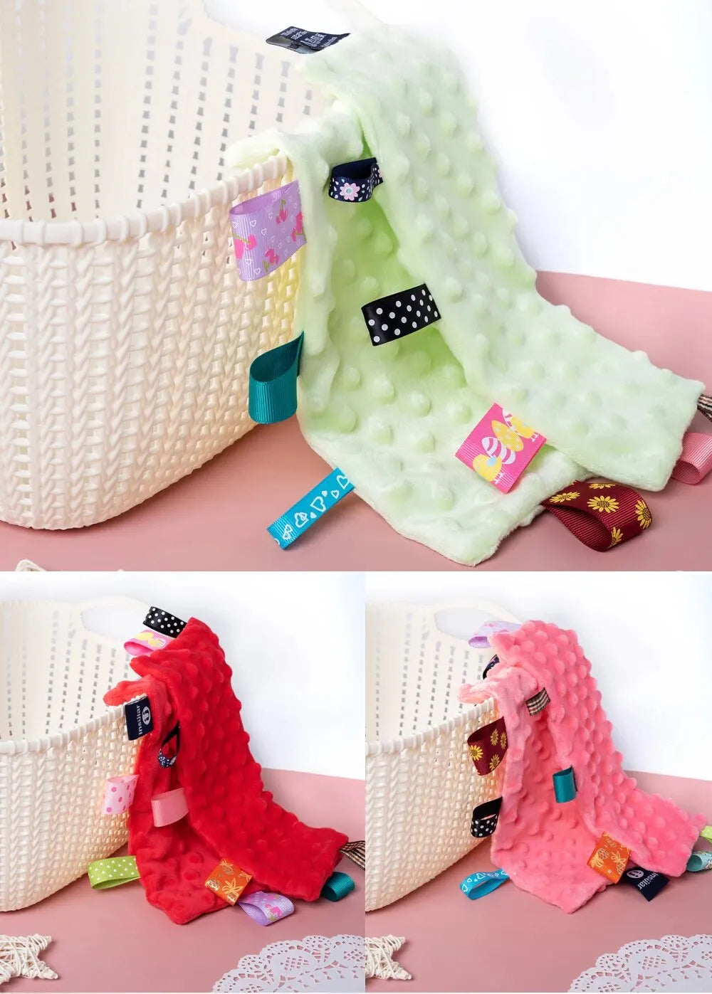 Baby Security Blanket with Colorful Tags - (Eat me) Towel