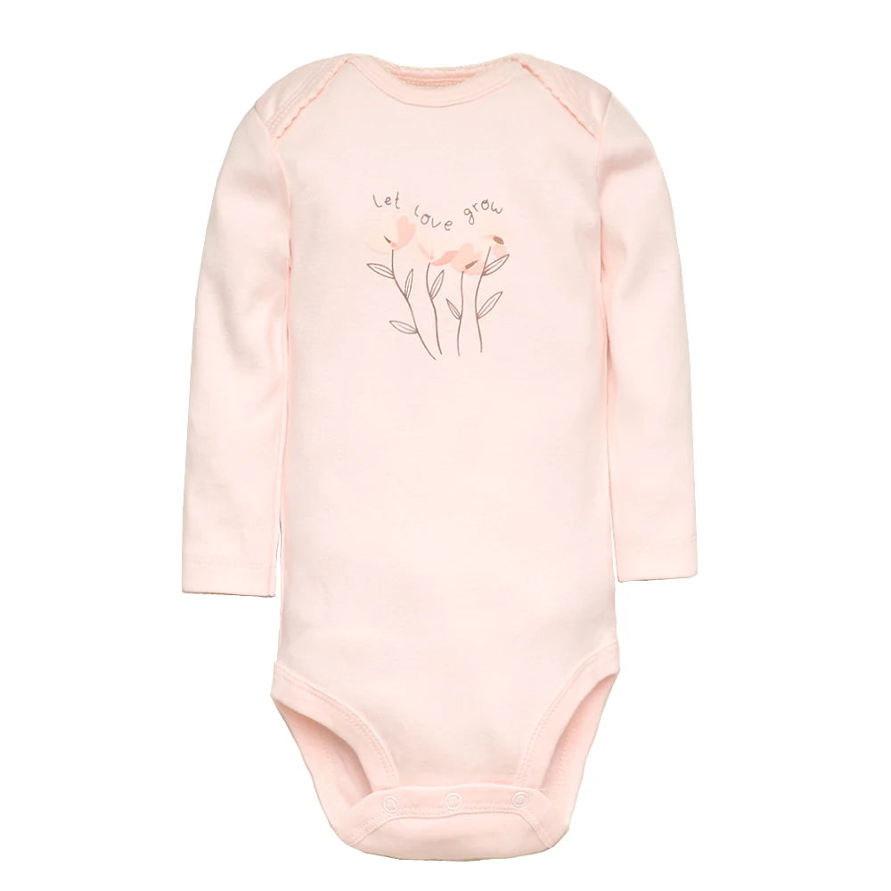 Floral Butterfly 5-Pack Baby Girl Romper Set – long Sleeve Cotton Baby Clothes