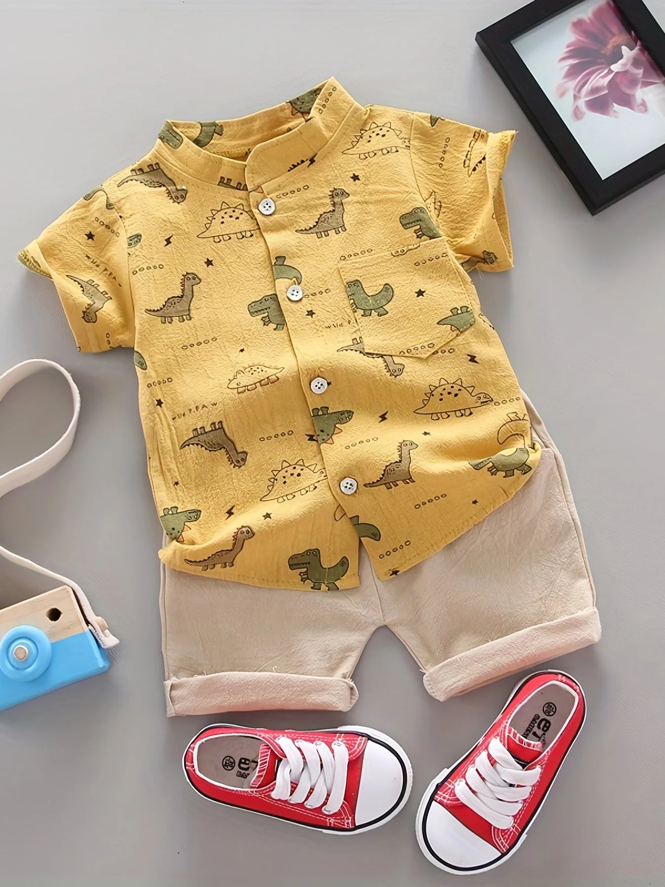 Trendy Baby Boy Dinosaur Outfit – 2 Piece Summer Set