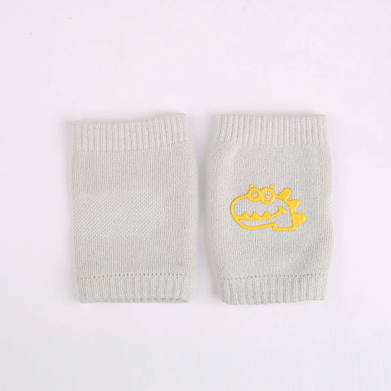Grey Dino Soft Baby Knee Pads For Crawling