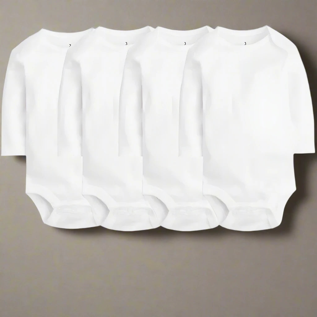 5 Pack Long Sleeves White Basic Rompers