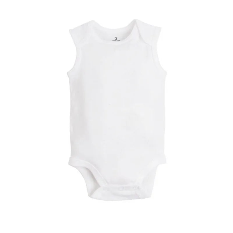 5 Pack Sleeveless White Basic Rompers