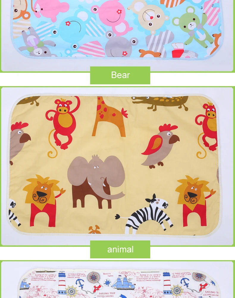 4 Size Baby Changing Mat Cartoon Cotton Waterproof Baby Sheet Changing Pad Table Diapers Urinal Game Play Cover Pet Mattress