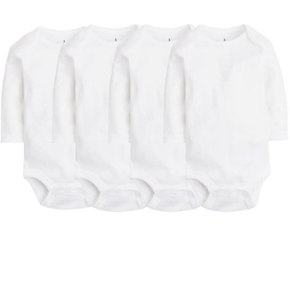 5 Pack Long Sleeves White Basic Rompers