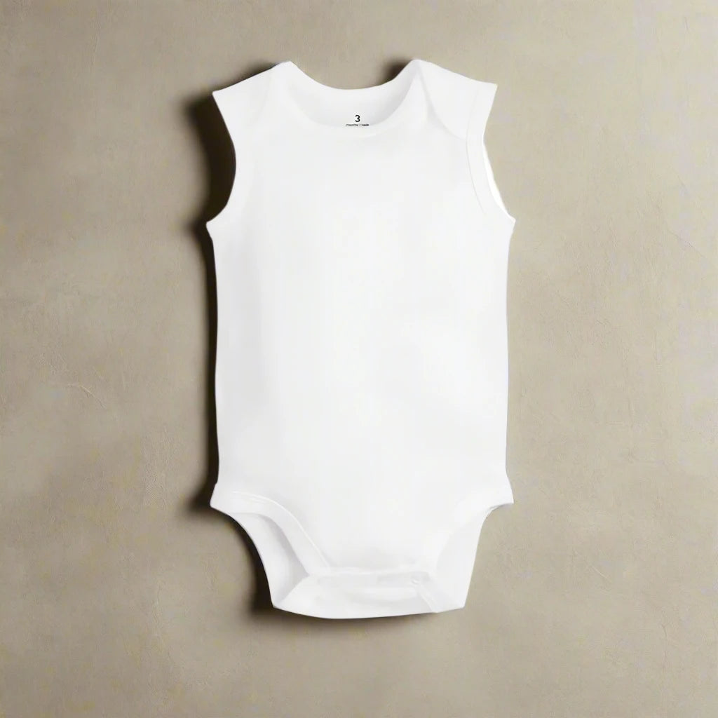 5 Pack Sleeveless White Basic Rompers