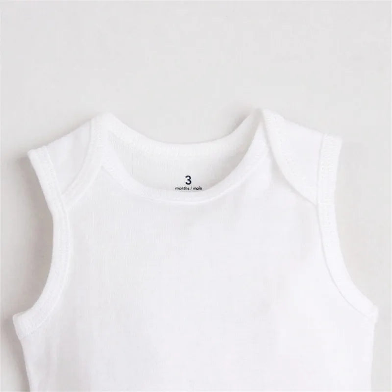 5 Pack Sleeveless White Basic Rompers