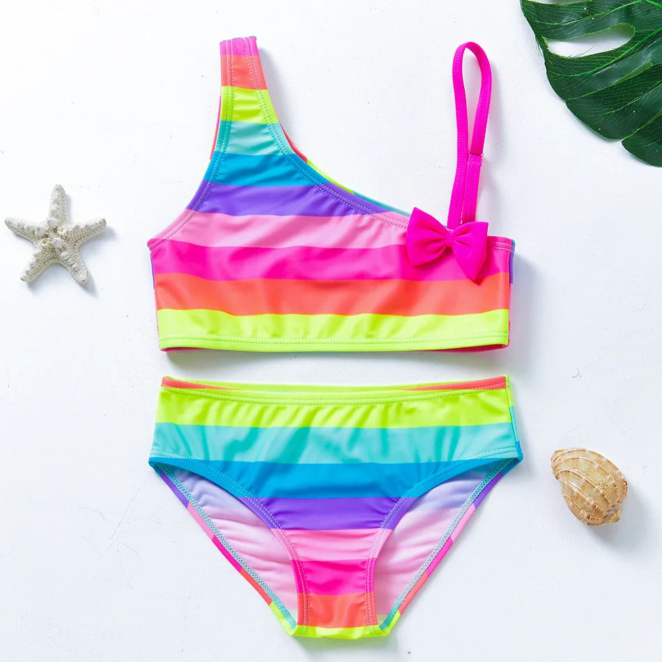 Charming Girls Swimsuits Fish Scale Print