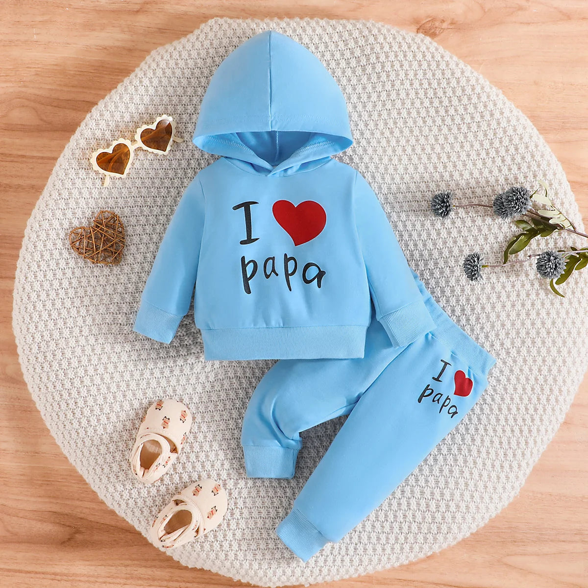 I Love Papa 2 Piece Set (Hoodie & Pants)