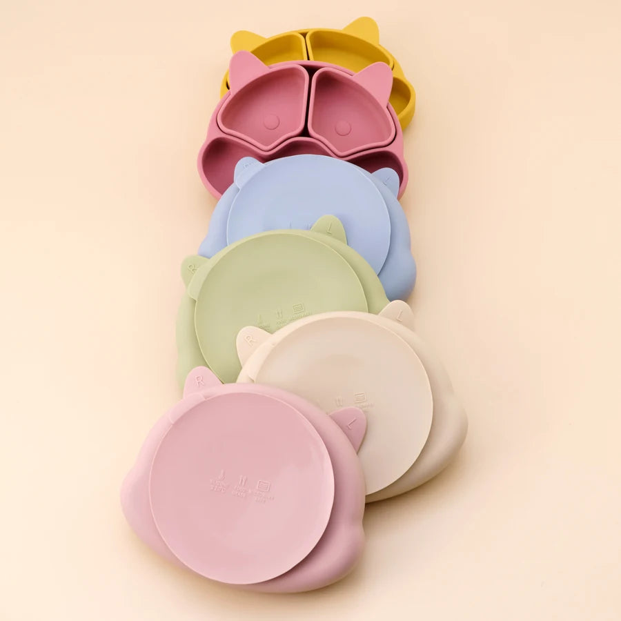 Silicone Baby Plate with Suction + 2 Small Bowls