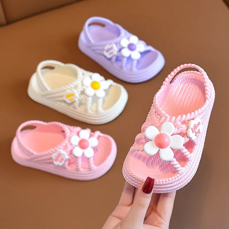 Adorable Baby Girl Summer Sandals with Floral Touch
