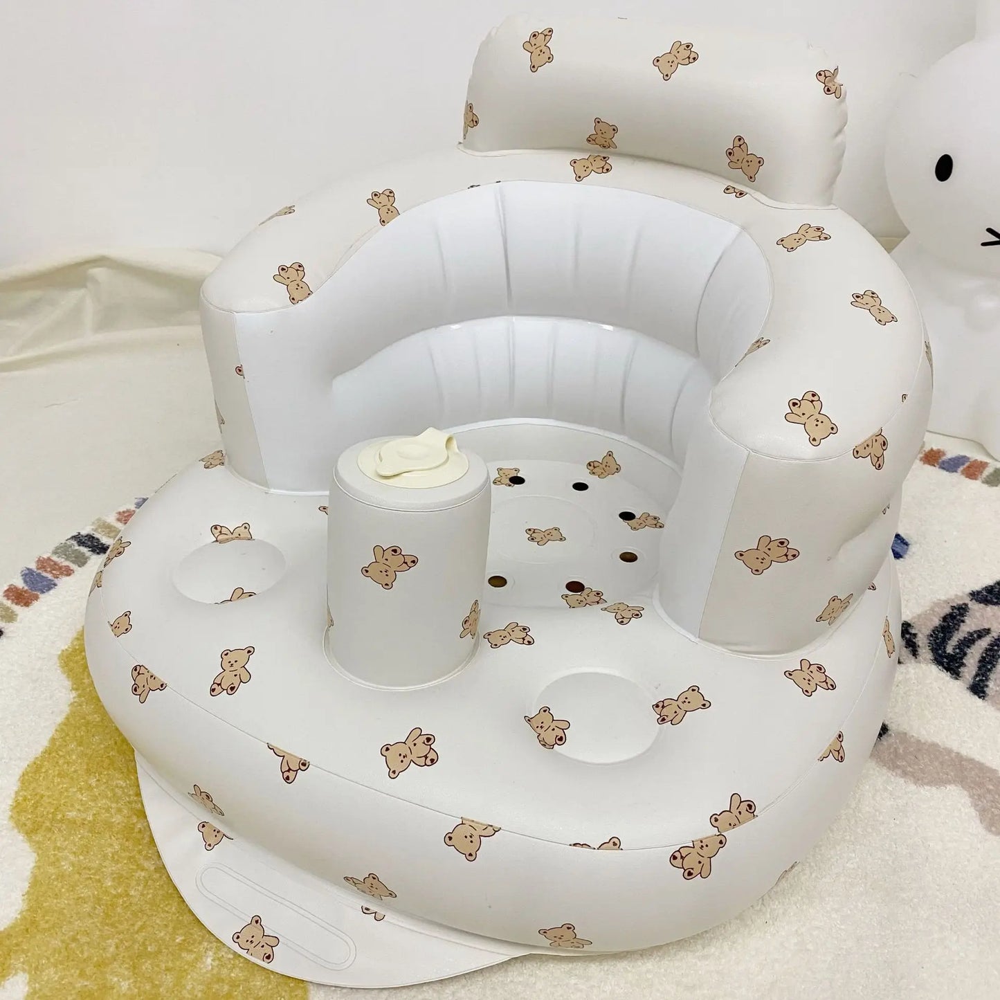 Cute Inflatable Baby Bathtub with Headrest & Stopper