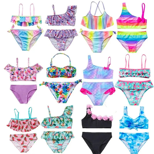 Charming Girls Swimsuits Fish Scale Print